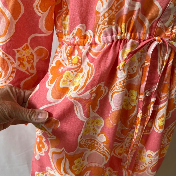 J MCLAUGHLIN FOLEY MIDI DRESS NWT S LINEN COTTON TRINIDAD ABSTRACT PARTY SUMMER - Picture 10 of 12